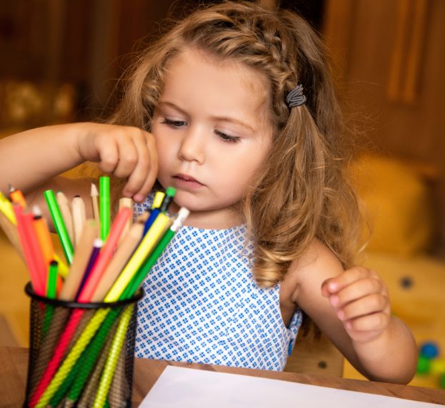 Girl with pencils