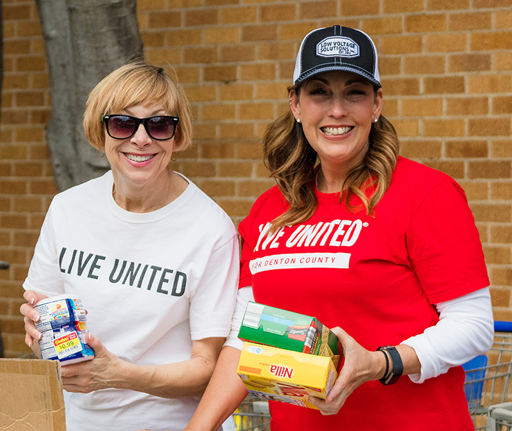 ladies at food drive