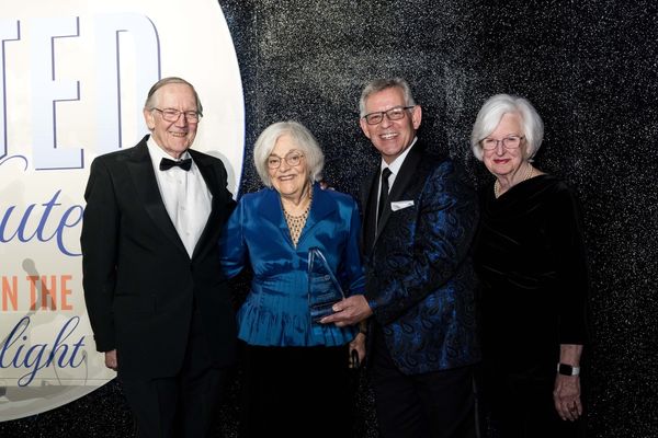 The Rowleys pose with Gary Henderson and Pat Gobble Fekete