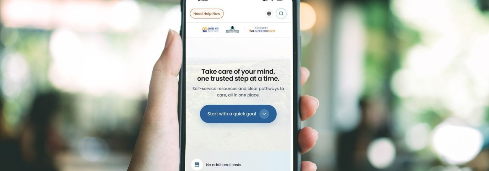 Cell phone with CredibleMind on screen