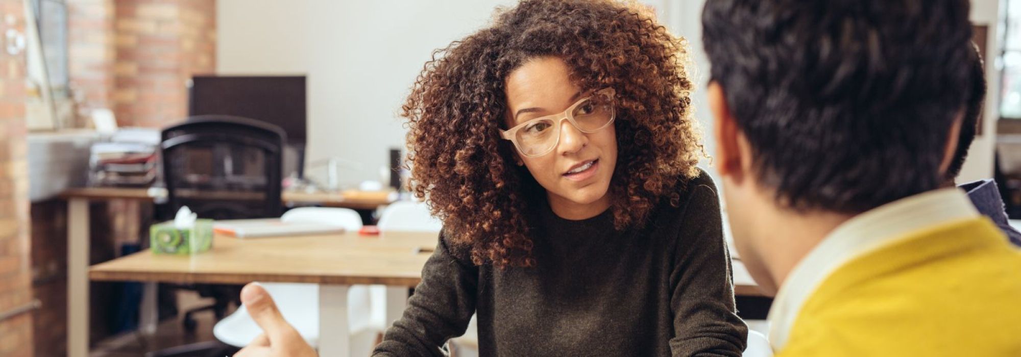 Volunteer helping with taxes