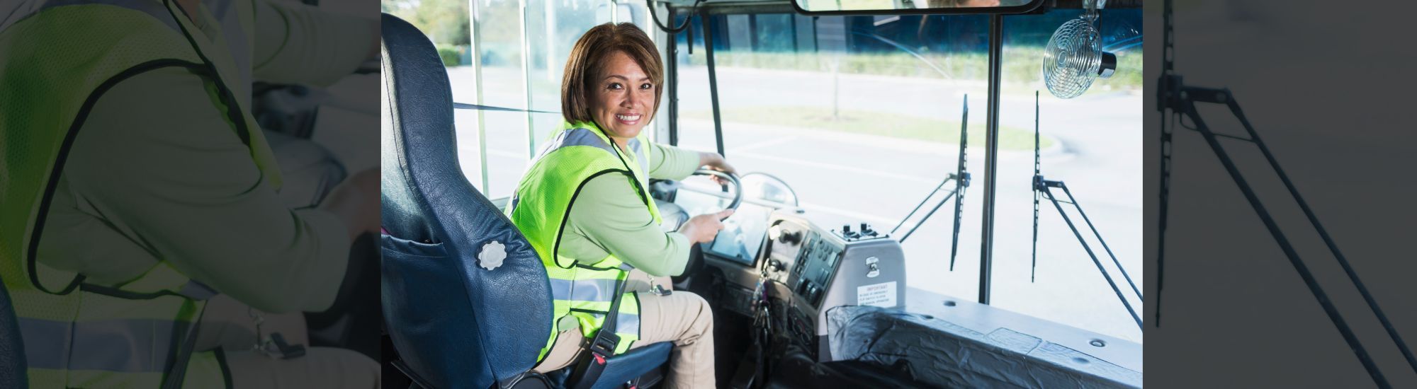 Woman driving a bus