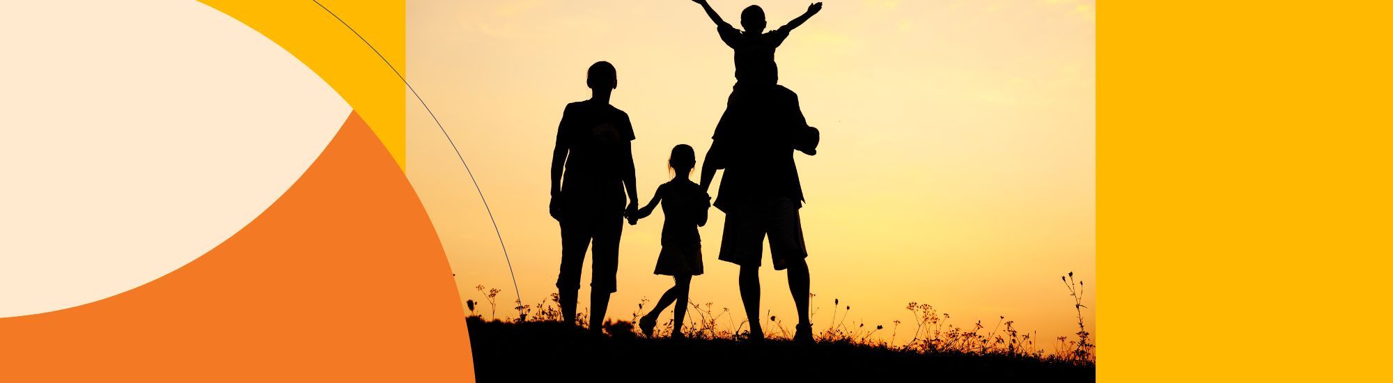 Family having fun at sunset